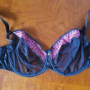 Curvy Kate Charm Balconette Bra 36GG Black/Pink